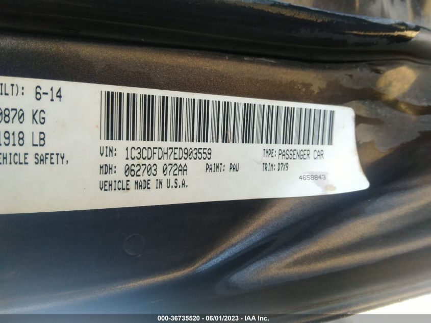2014 DODGE DART AERO - 1C3CDFDH7ED903559