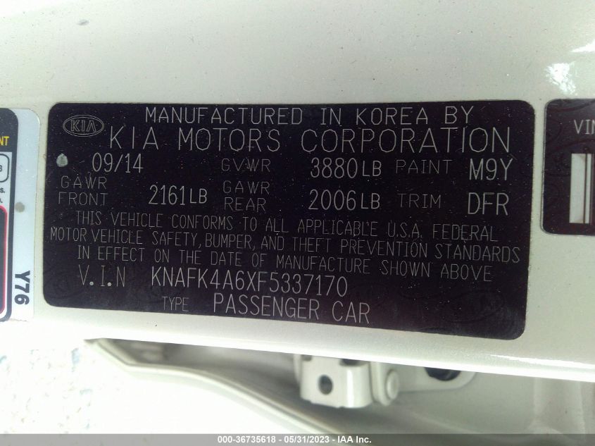 2015 KIA FORTE LX - KNAFK4A6XF5337170