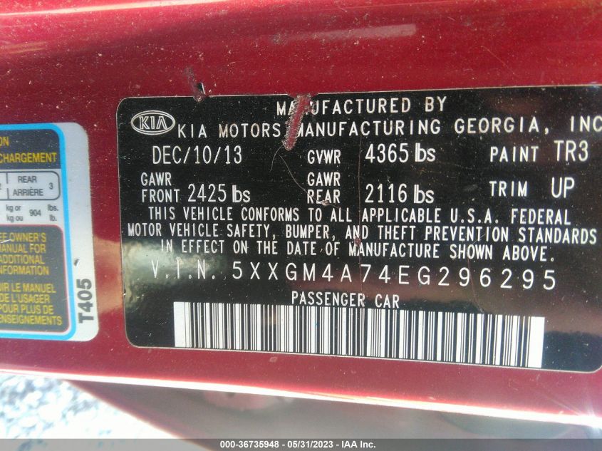 2014 KIA OPTIMA LX - 5XXGM4A74EG296295