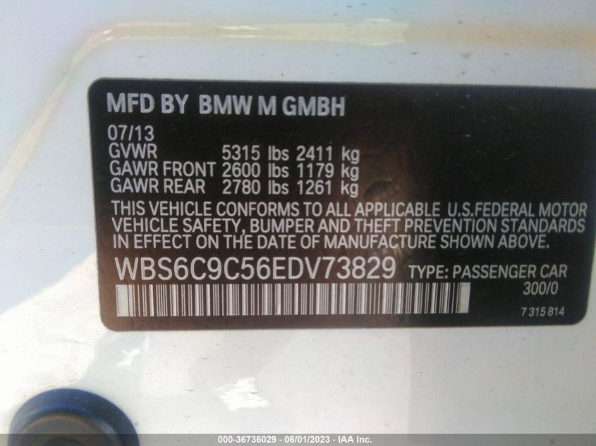 2014 BMW M6 WBS6C9C56EDV73829