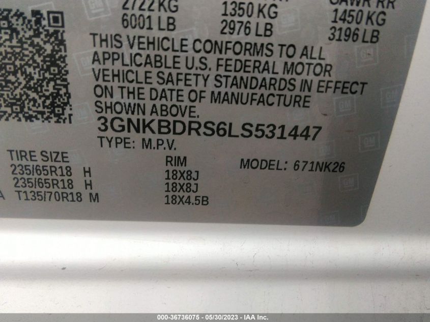 2020 CHEVROLET BLAZER LT - 3GNKBDRS6LS531447