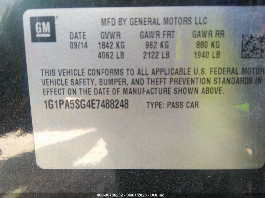 2014 CHEVROLET CRUZE LS - 1G1PA5SG4E7488248