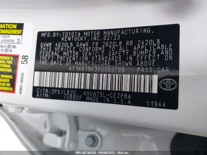2023 TOYOTA CAMRY XSE - 4T1K61BK3PU093798