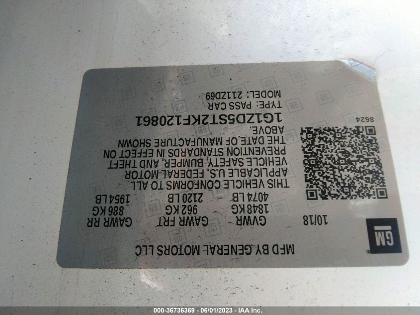 2019 CHEVROLET MALIBU LT - 1G1ZD5ST2KF120861