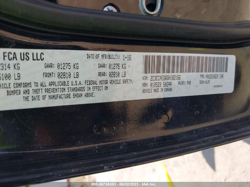 2016 CHRYSLER 300 300C - 2C3CCAEG6GH182166