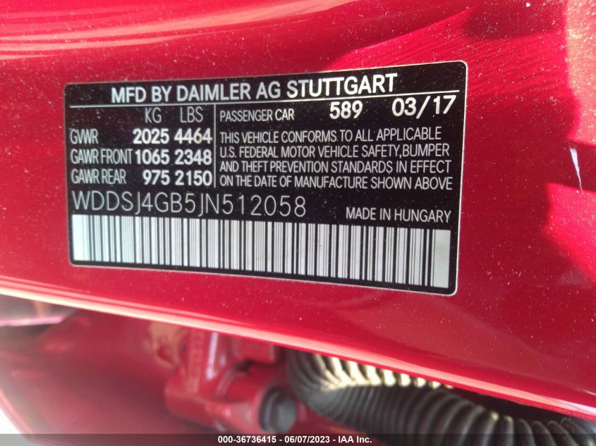 2018 MERCEDES-BENZ CLA 250 4MATIC - WDDSJ4GB5JN512058