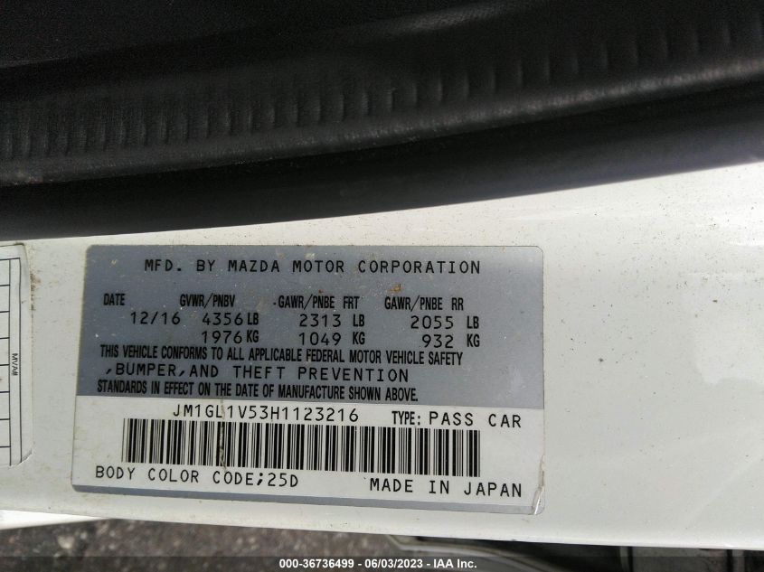 2017 MAZDA MAZDA6 TOURING - JM1GL1V53H1123216