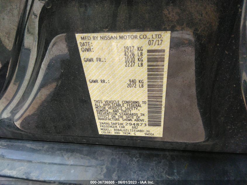 2017 NISSAN ALTIMA 2.5 S - 1N4AL3AP1HC294873