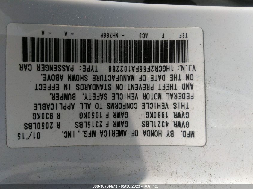 2015 HONDA ACCORD SEDAN SPORT - 1HGCR2F55FA102268