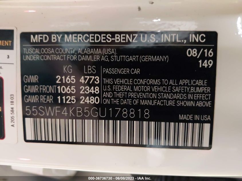 2016 MERCEDES-BENZ C-CLASS C 300 - 55SWF4KB5GU178818