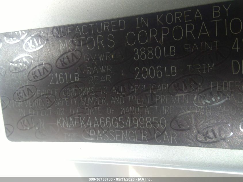2016 KIA FORTE LX - KNAFK4A66G5499850