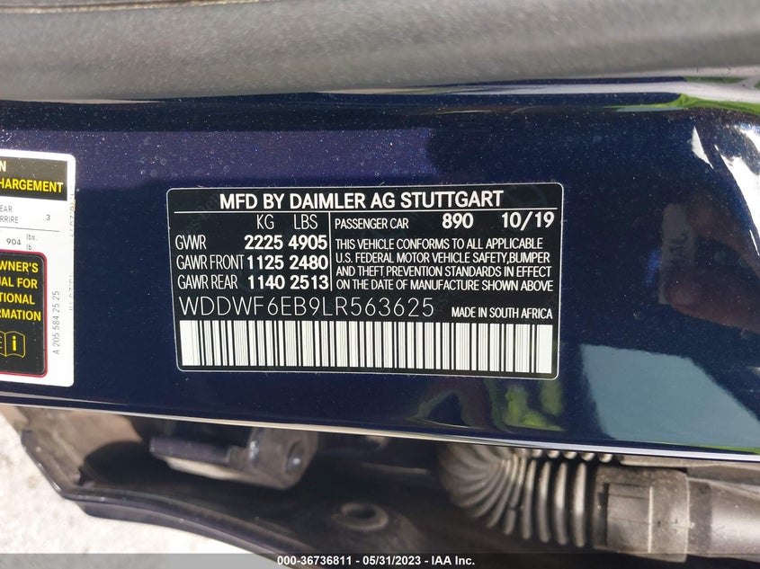 VIN WDDWF6EB9LR563625 2020 MERCEDES-BENZ C-CLASS AMG C 43
