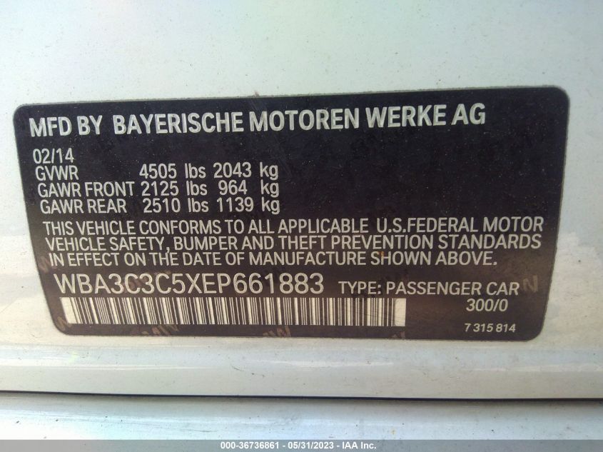 2014 BMW 3 SERIES 320I XDRIVE - WBA3C3C5XEP661883