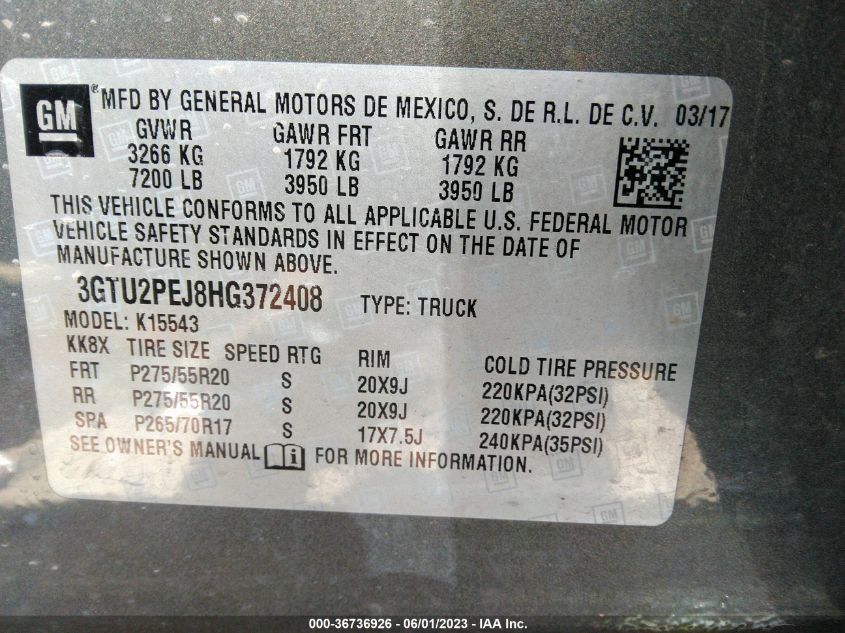 2017 GMC SIERRA 1500 DENALI - 3GTU2PEJ8HG372408