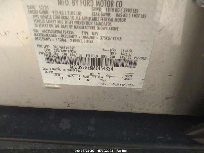 2021 FORD ECOSPORT SE - MAJ3S2GE8MC454334