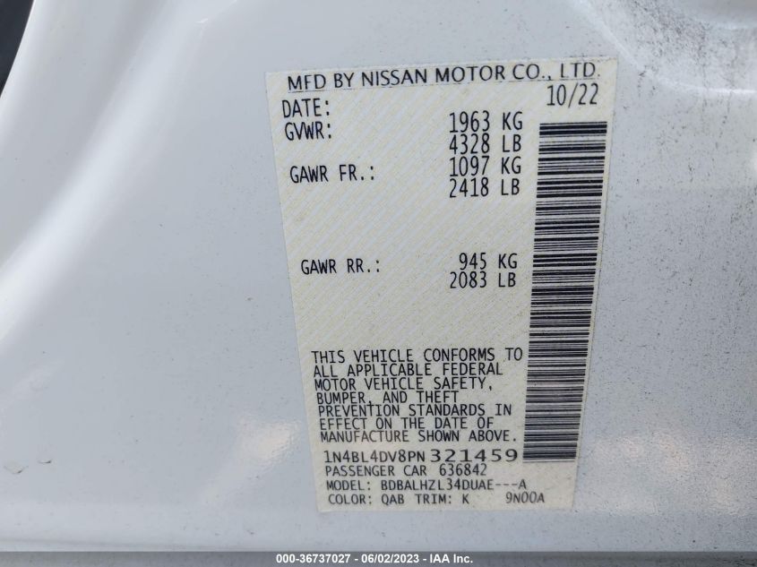2023 NISSAN ALTIMA 2.5 SV - 1N4BL4DV8PN321459