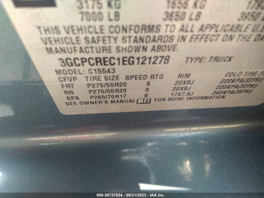 2014 CHEVROLET SILVERADO 1500 LT - 3GCPCREC1EG121278