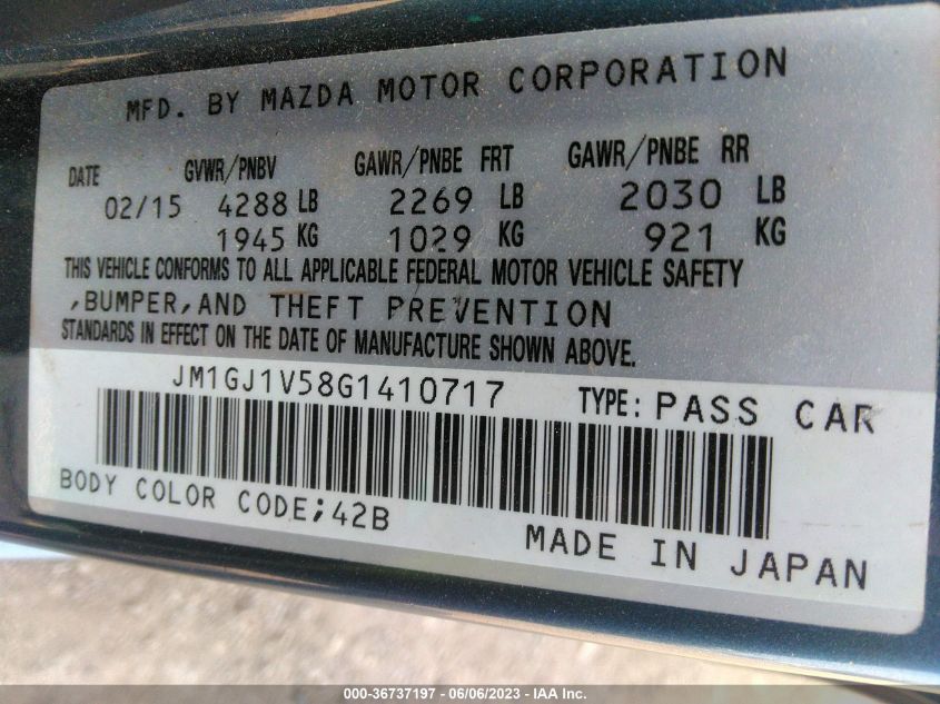2016 MAZDA MAZDA6 I TOURING - JM1GJ1V58G1410717