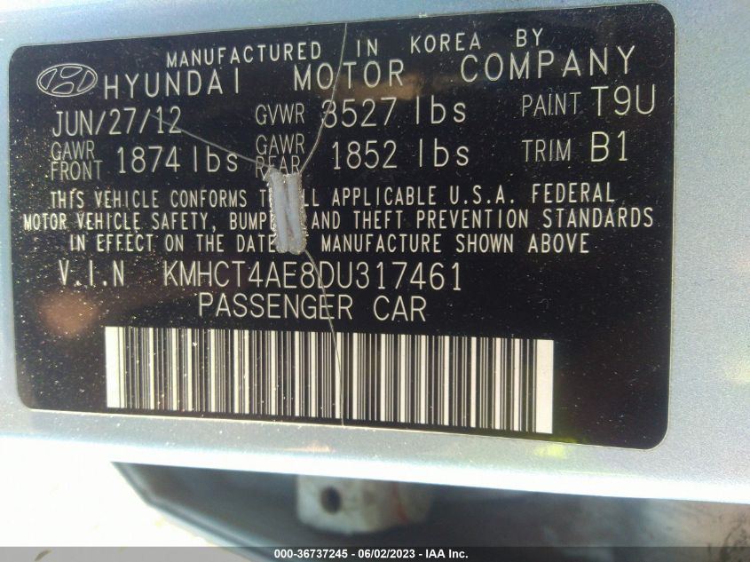 2013 HYUNDAI ACCENT GLS - KMHCT4AE8DU317461