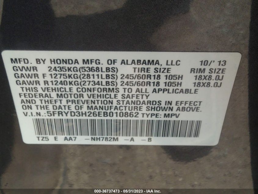 2014 ACURA MDX - 5FRYD3H26EB010862