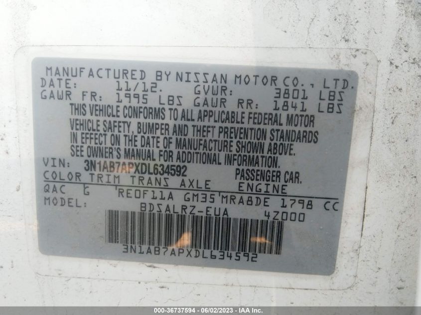2013 NISSAN SENTRA SR - 3N1AB7APXDL634592