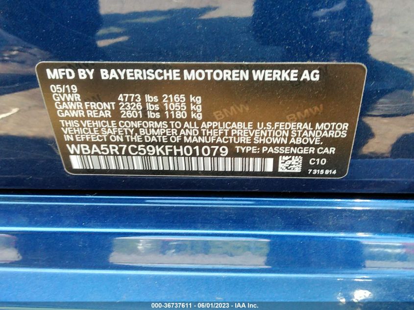 2019 BMW 3 SERIES 330I XDRIVE - WBA5R7C59KFH01079