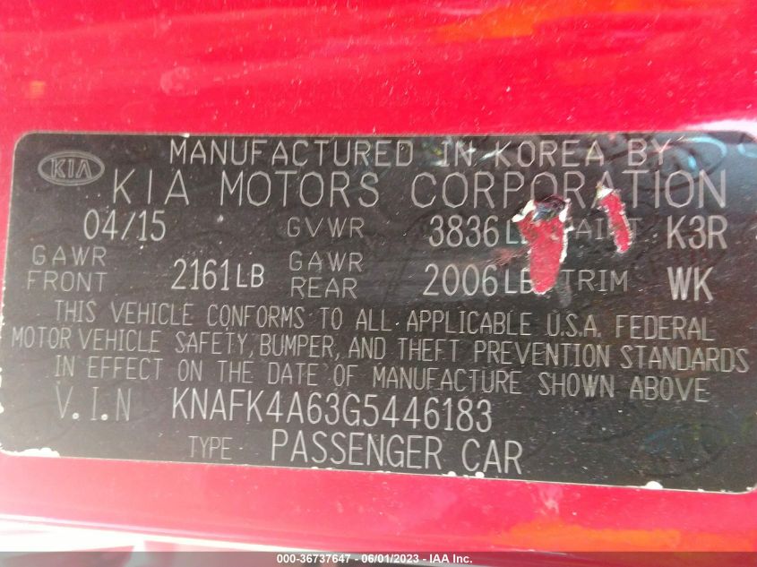 2016 KIA FORTE LX - KNAFK4A63G5446183