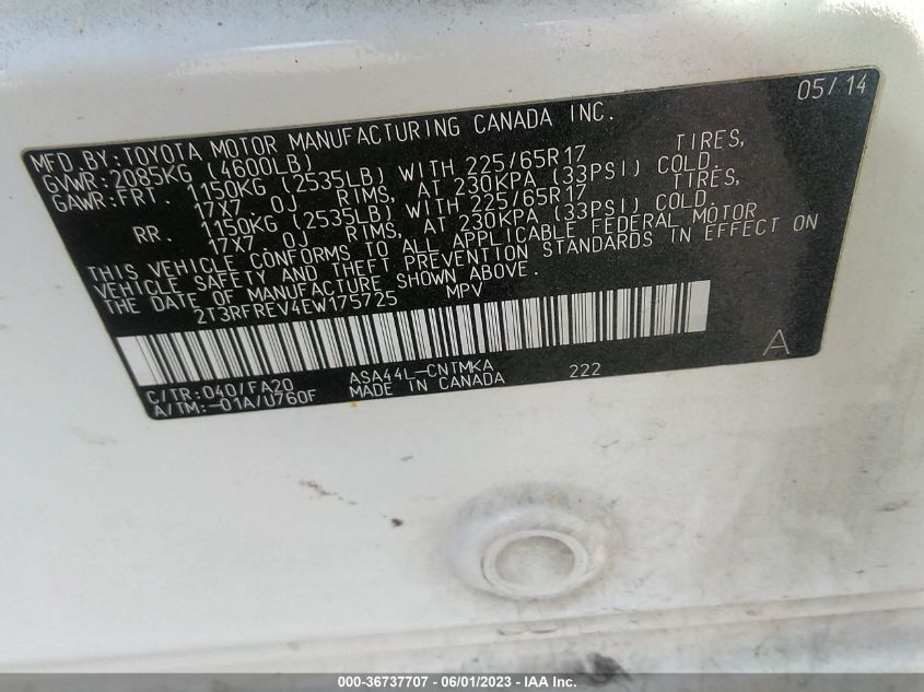 2014 TOYOTA RAV4 XLE - 2T3RFREV4EW175725