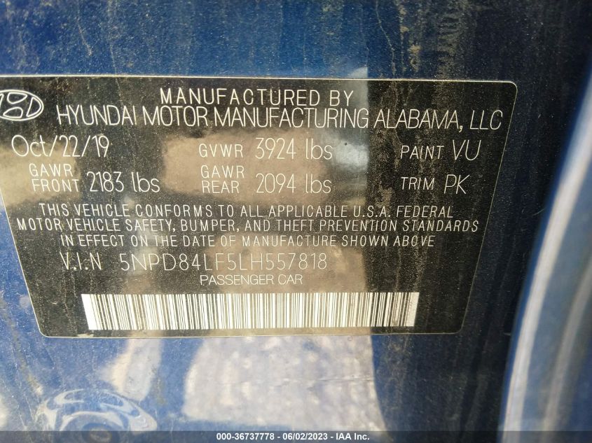 2020 HYUNDAI ELANTRA SEL - 5NPD84LF5LH557818