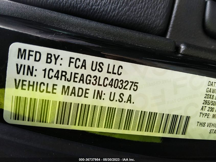 2020 JEEP GRAND CHEROKEE ALTITUDE - 1C4RJEAG3LC403275