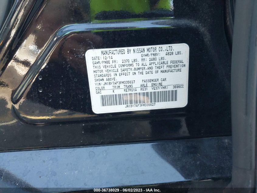 2015 INFINITI Q50 PREMIUM - JN1BV7AP3FM335627