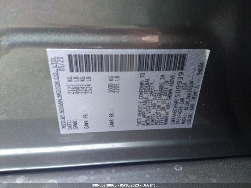 2023 NISSAN MAXIMA SV - 1N4AA6CV6PC509939