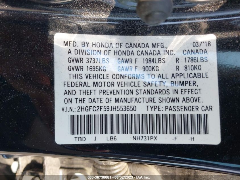 2018 HONDA CIVIC SEDAN LX - 2HGFC2F59JH553650