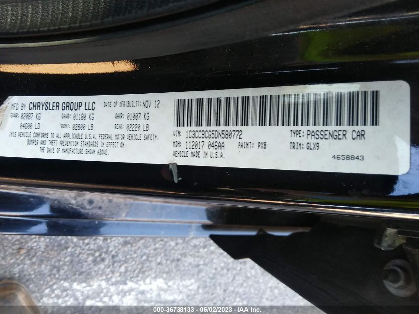 2013 CHRYSLER 200 LIMITED - 1C3CCBCG5DN580772