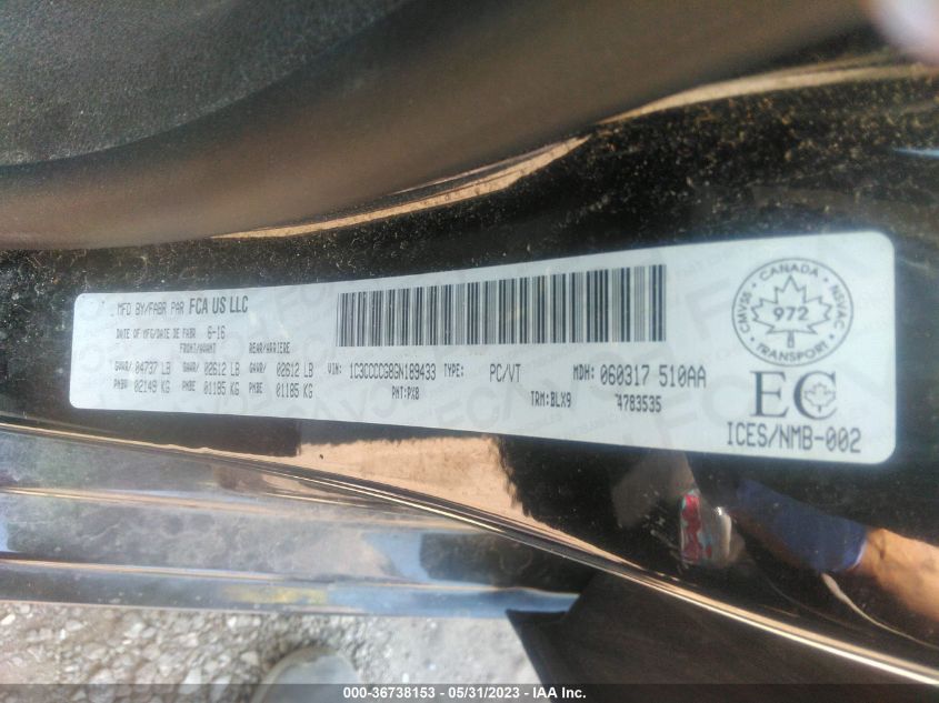 2016 CHRYSLER 200 C - 1C3CCCCG8GN189433