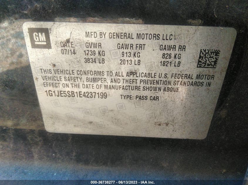 2014 CHEVROLET SONIC LTZ - 1G1JE5SB1E4237199