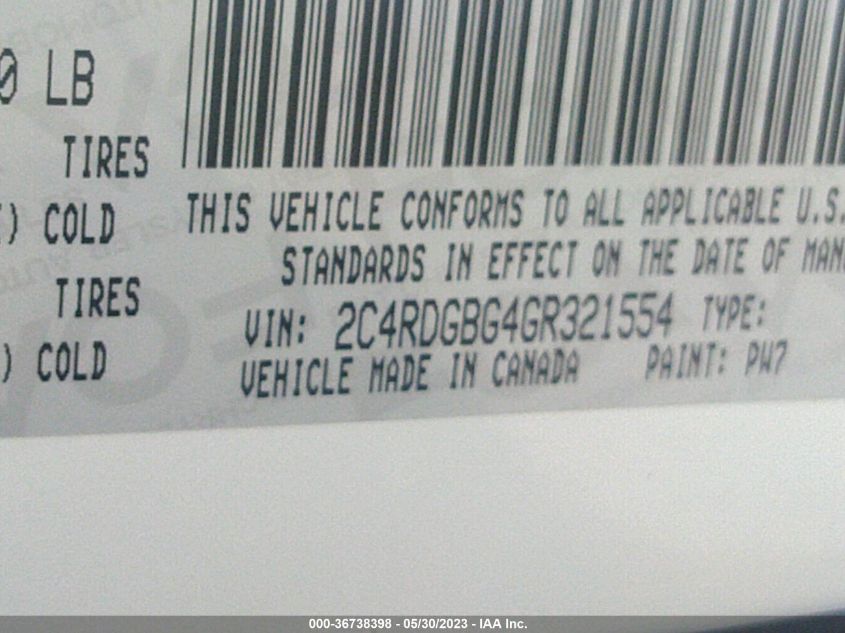 2016 DODGE GRAND CARAVAN SE - 2C4RDGBG4GR321554