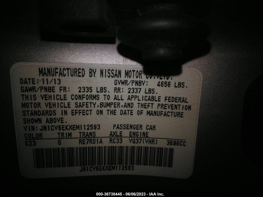 2014 INFINITI Q60 COUPE JOURNEY JN1CV6EKXEM112593