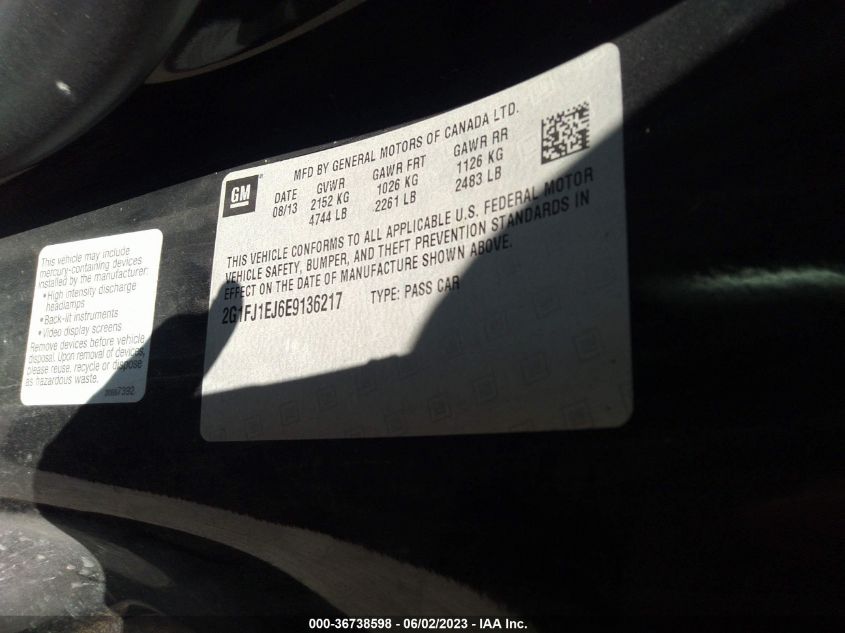 2014 CHEVROLET CAMARO SS - 2G1FJ1EJ6E9136217