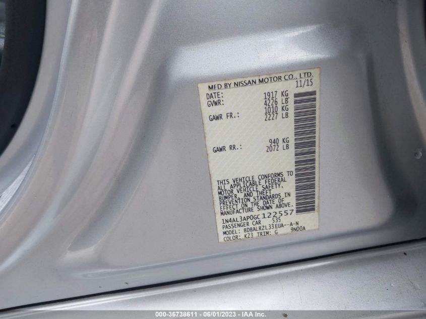 2016 NISSAN ALTIMA 2.5 SL - 1N4AL3AP0GC122557