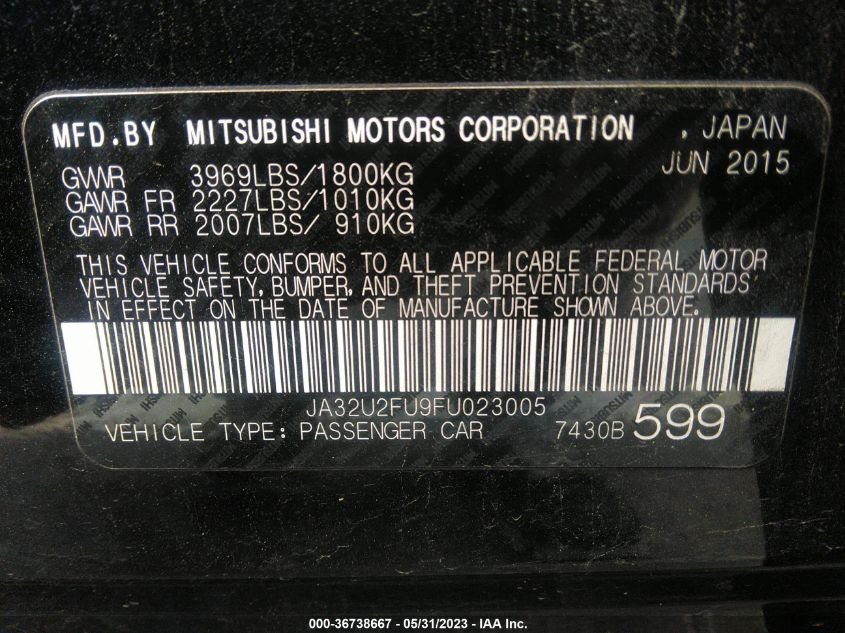 2015 MITSUBISHI LANCER ES - JA32U2FU9FU023005