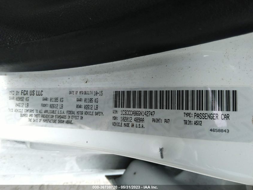 2016 CHRYSLER 200 LIMITED - 1C3CCCAB6GN142747