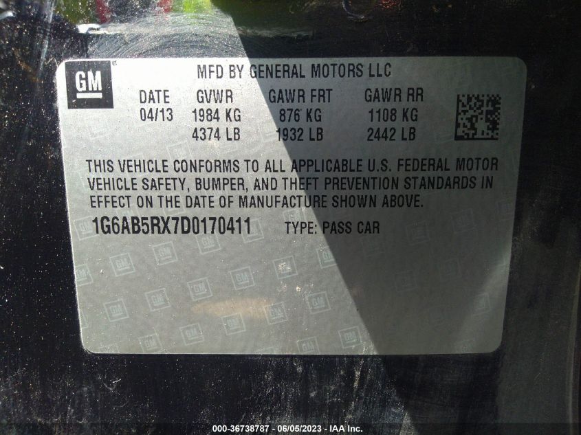 2013 CADILLAC ATS LUXURY - 1G6AB5RX7D0170411