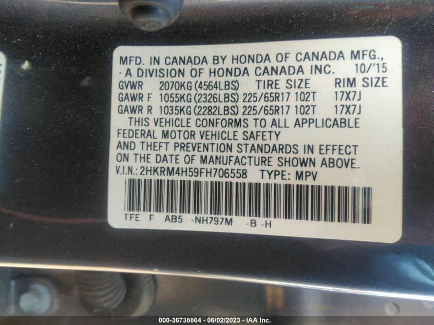 2015 HONDA CR-V EX - 2HKRM4H59FH706558