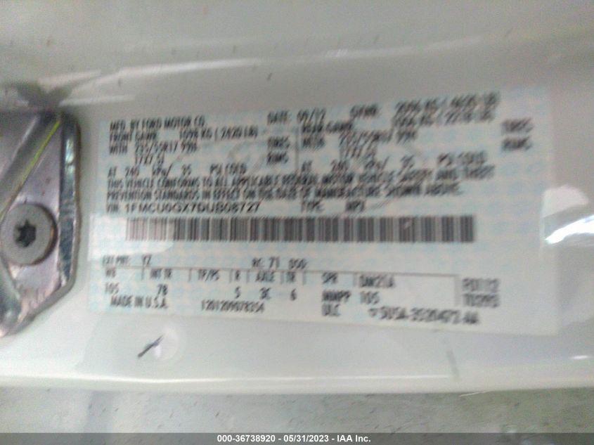 2013 FORD ESCAPE SE - 1FMCU0GX7DUB08727