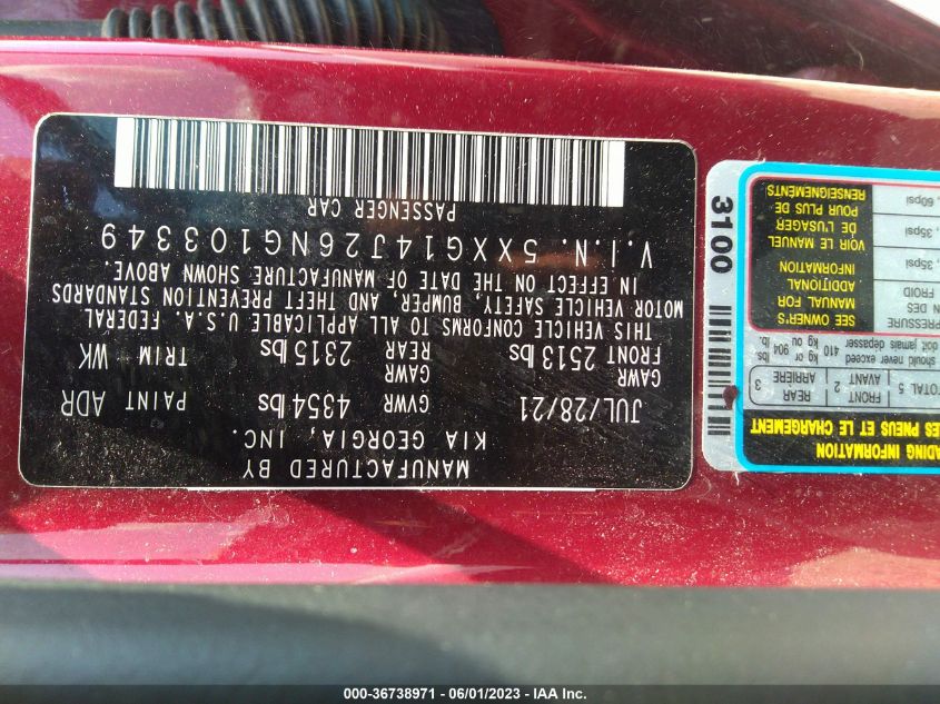 2022 KIA K5 LXS - 5XXG14J26NG103349