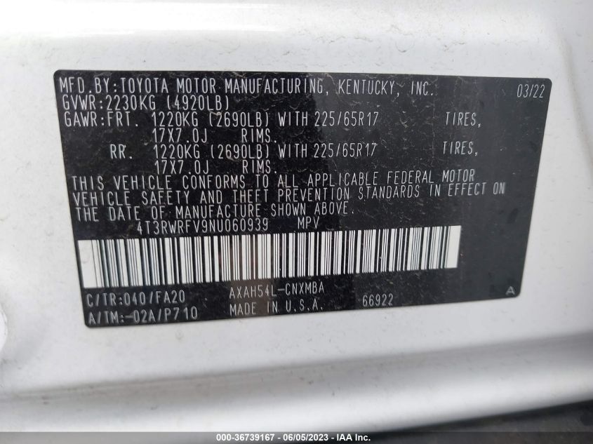 2022 TOYOTA RAV4 HYBRID XLE - 4T3RWRFV9NU060939