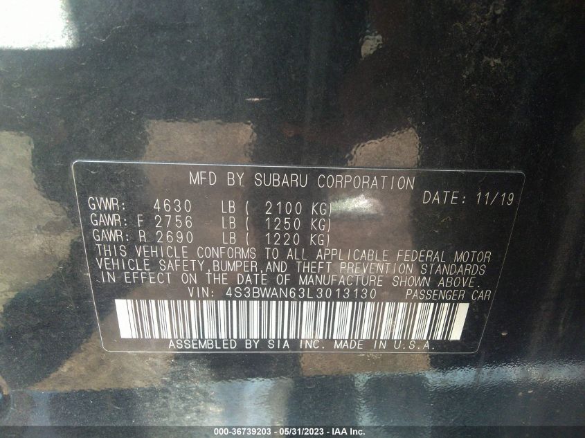 2020 SUBARU LEGACY LIMITED - 4S3BWAN63L3013130