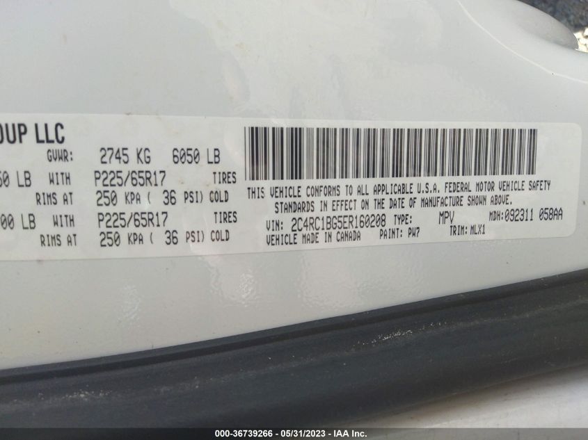 2014 CHRYSLER TOWN & COUNTRY TOURING - 2C4RC1BG5ER160208