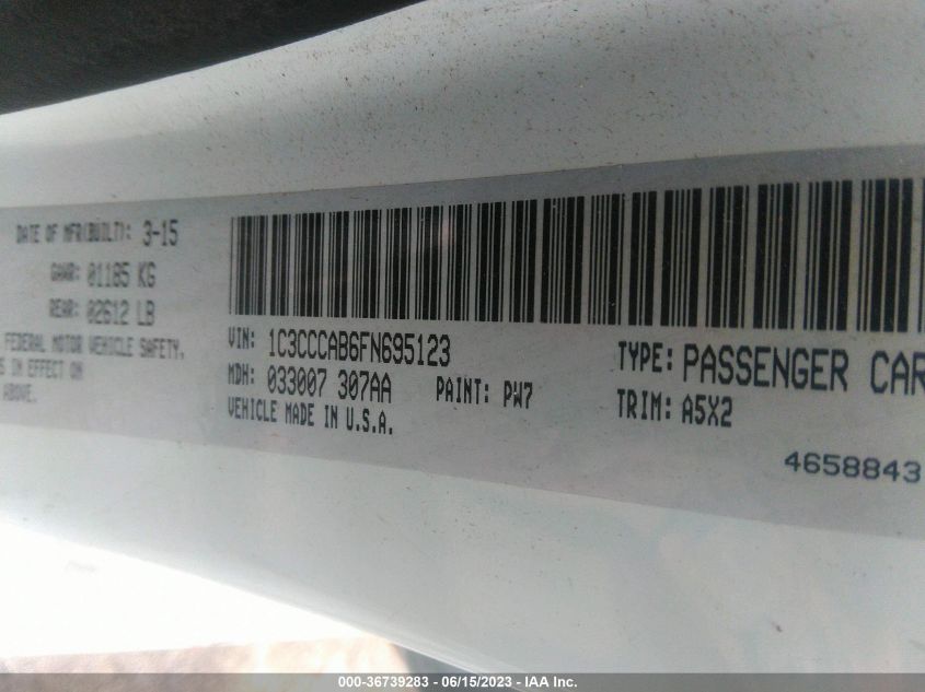 2015 CHRYSLER 200 LIMITED - 1C3CCCAB6FN695123